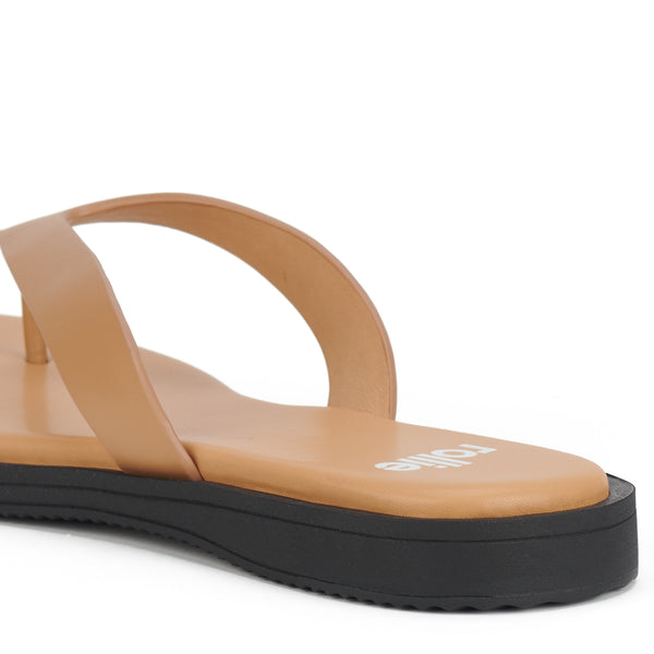 Square Toe Thong Tan/Black