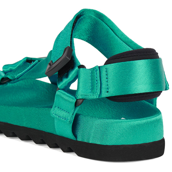 Sandal Tooth Wedge Teal Satin