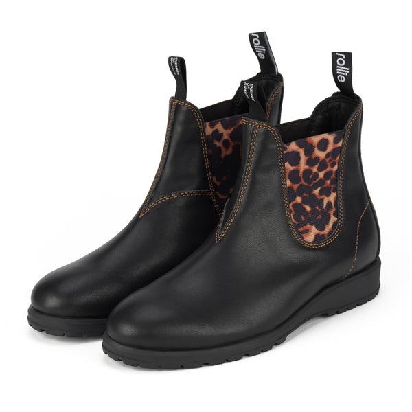 Fields Chelsea Black/Dark Camel Leopard