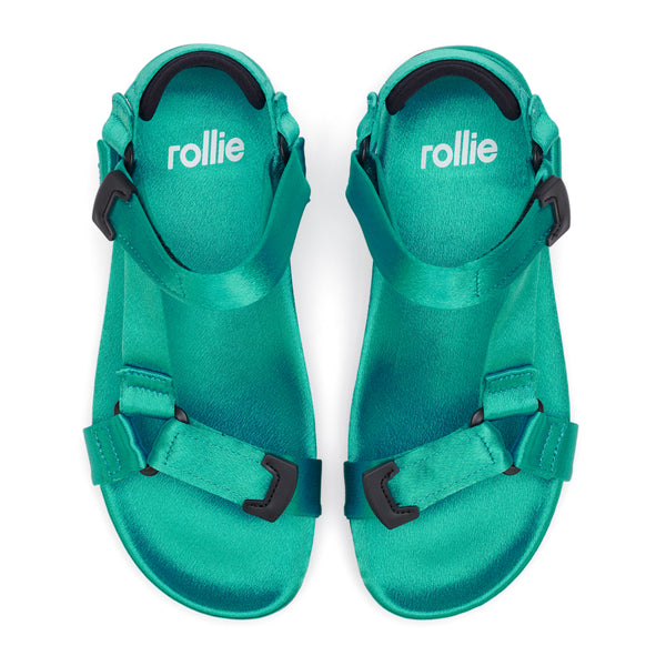 Sandal Tooth Wedge Teal Satin