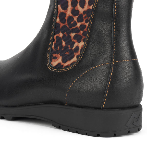 Fields Chelsea Black/Dark Camel Leopard