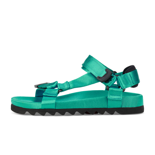 Sandal Tooth Wedge Teal Satin