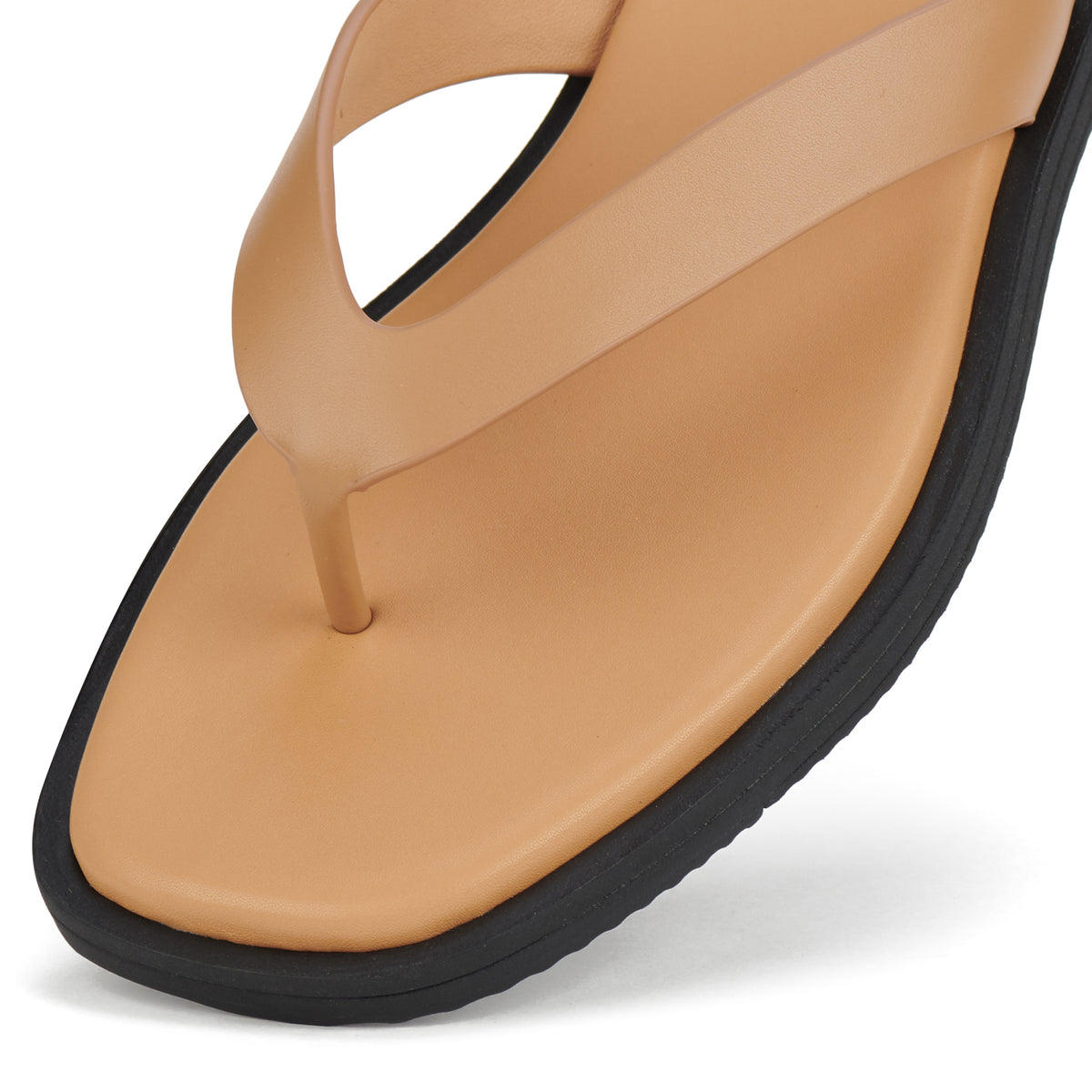 Square Toe Thong Tan/Black