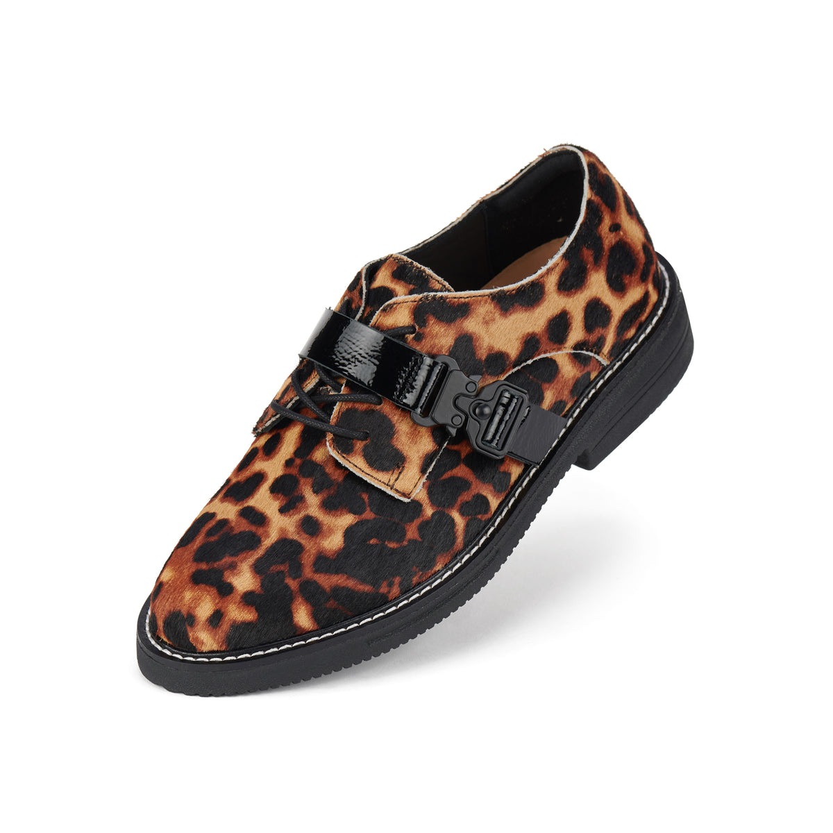Derby Rise Strap Dark Camel Leopard/Black