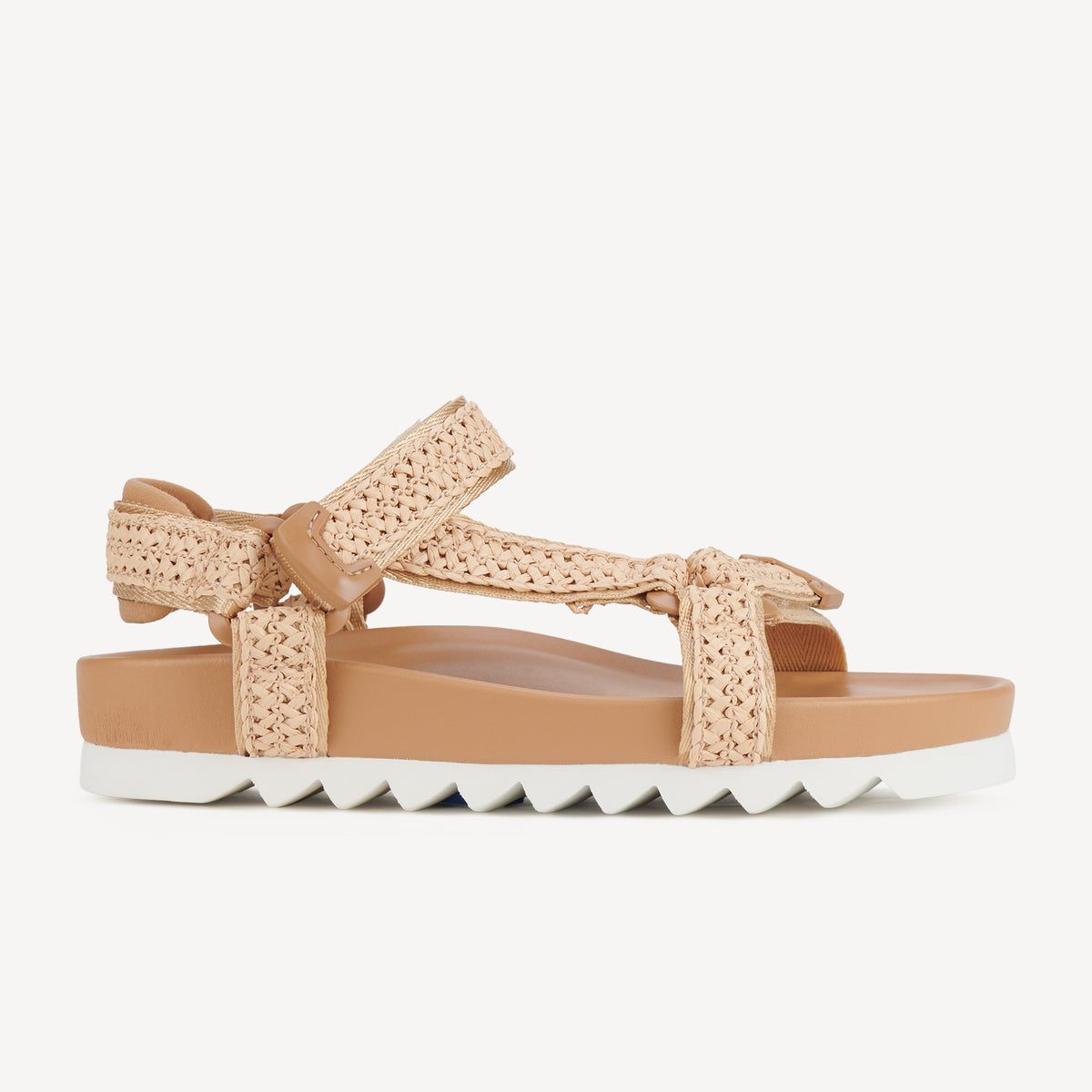 Rollie Sandal Tooth Wedge Natural Raffia — women's sandal, side profile