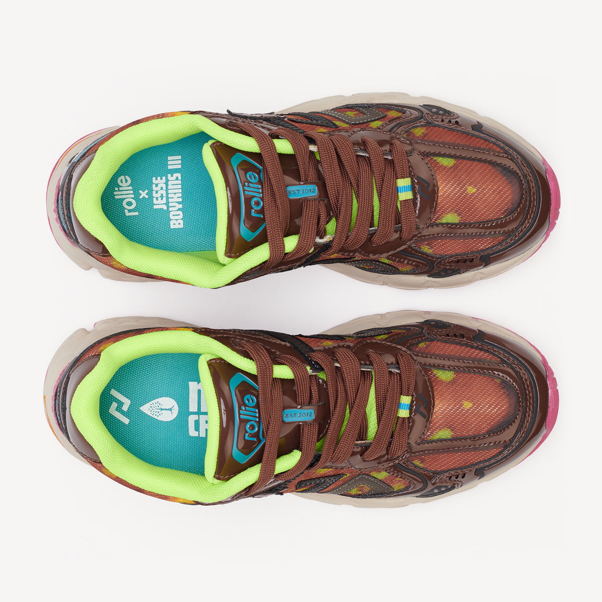 Rollie Rollie x Jesse Boykins Kumo Womens — women's sneaker, heel and back view