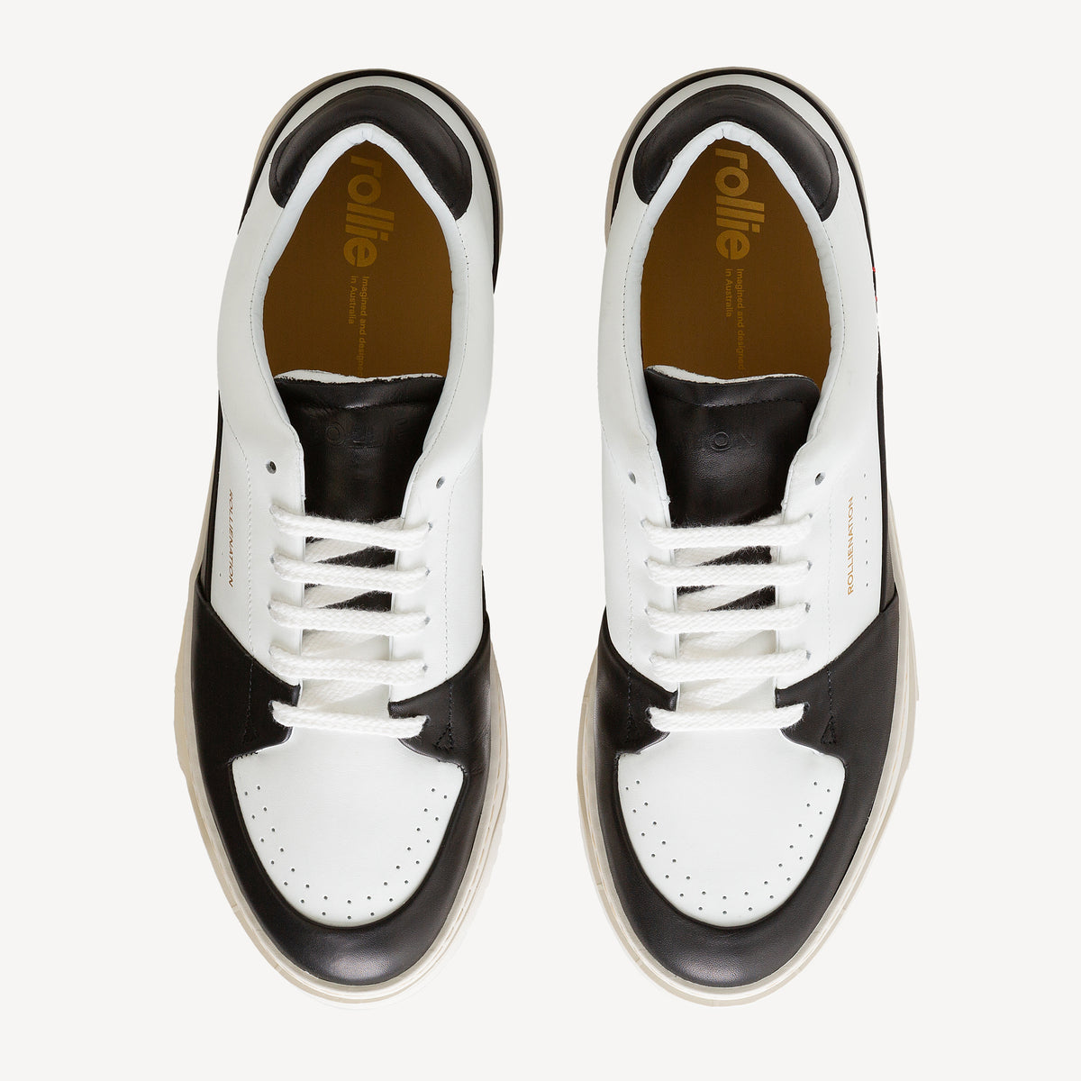 Rollie Wave Mens Black/White — men's sneaker, top-down view