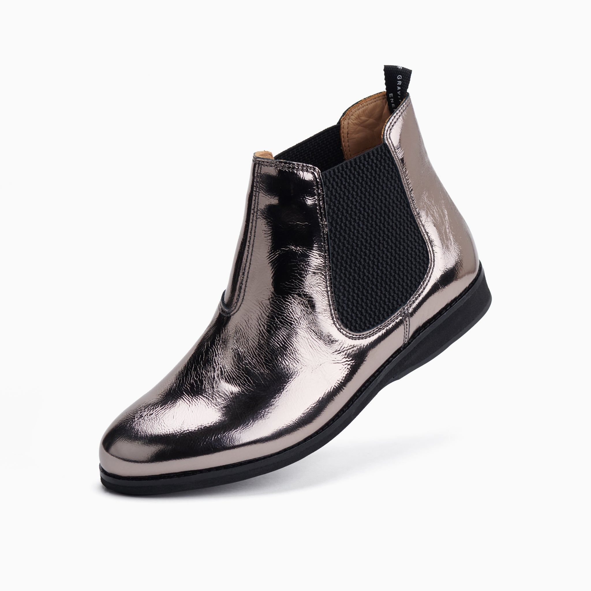 Chelsea Pewter Crinkle Patent Black